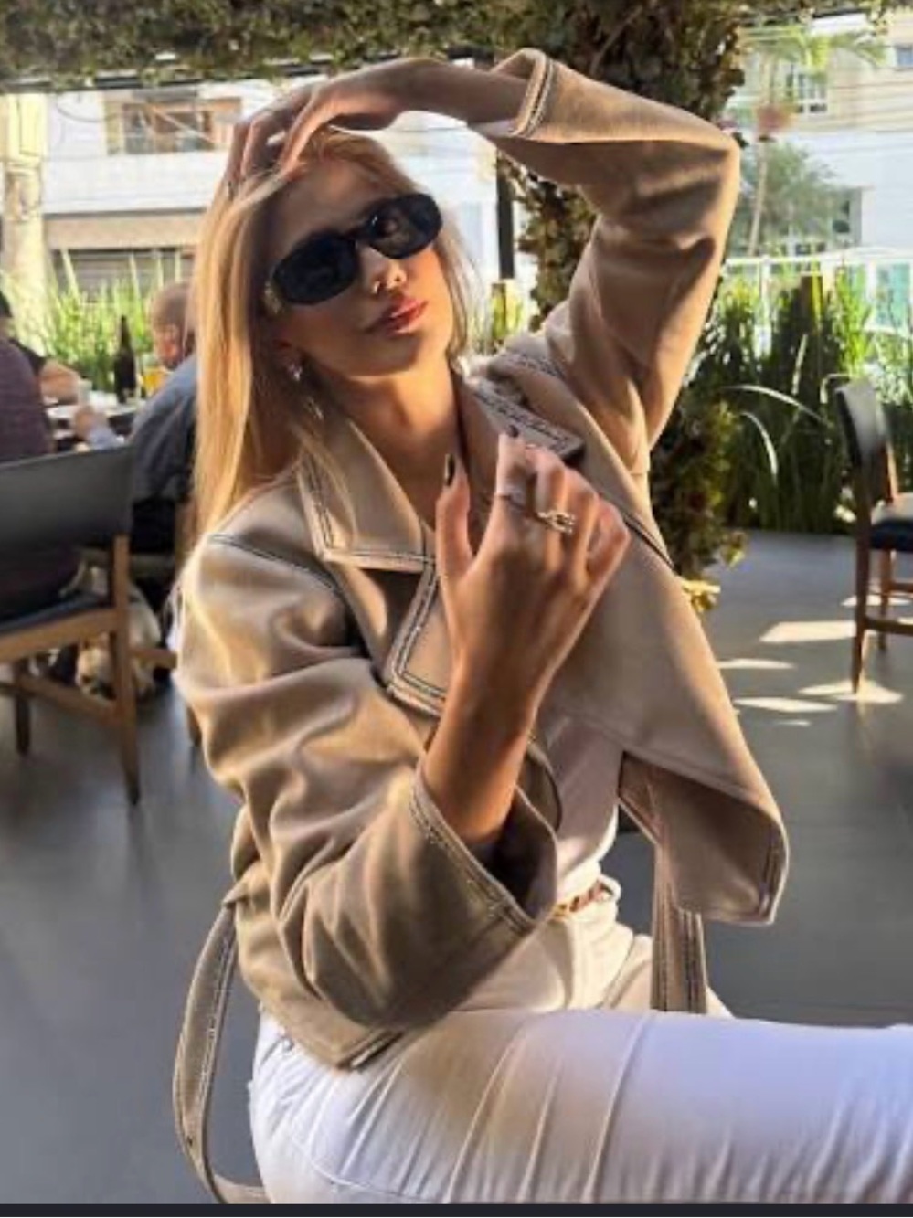 Women's Zara Beige Faux Suede Belted Jacket - Picture 11 of 17